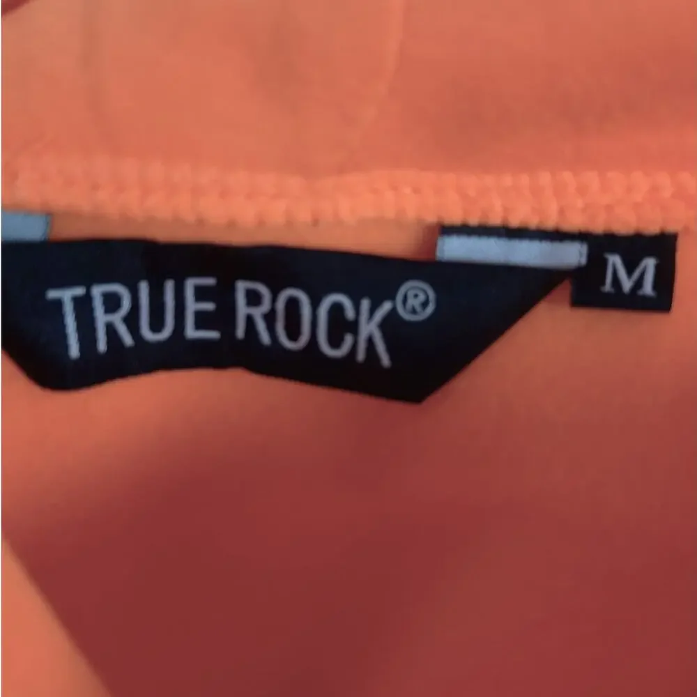 True Rock Men's Fleece Hoodie Orange Hi Vis Front Pouch Pocket Sweatshirt NEW